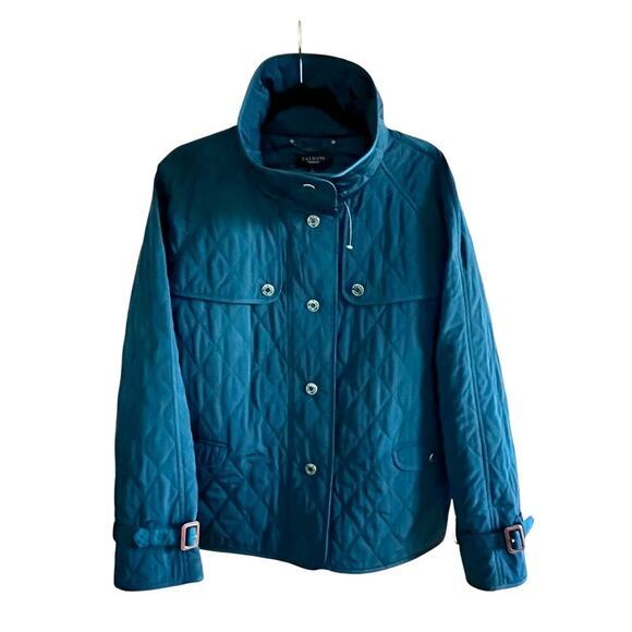Talbots Bluegreen Quilted Jacket Large (L376) - Picture 1 of 8